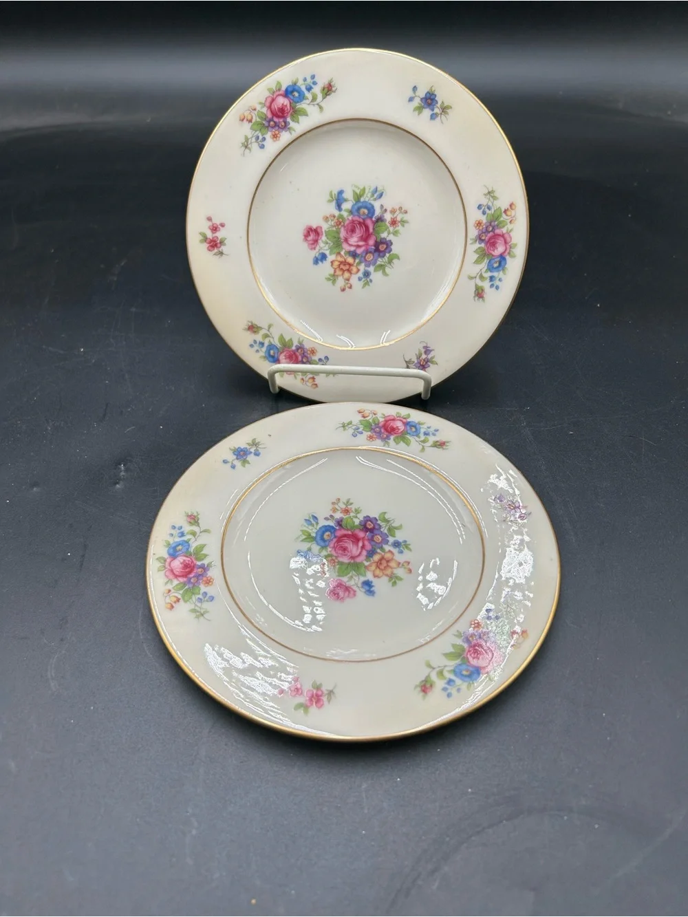 Lenox Rose Bone China bread and butter Plates with Pink Rose Floral Motif
